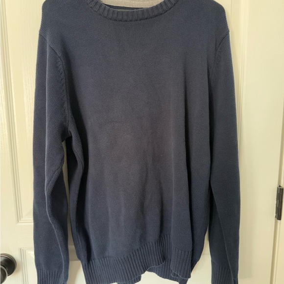Eddie Bauer Blue Crewneck Sweater Knit Ribbed Cuffs - Picture 2 of 5